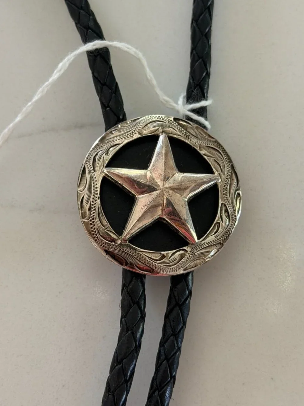 Bolo Tie with Silver 3D Star and Comfort Strap